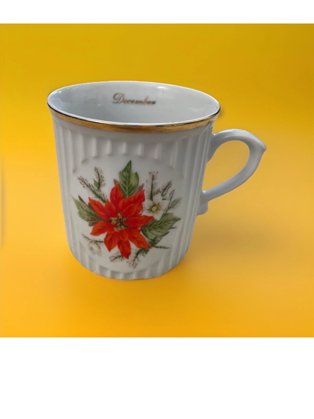 Original Bohemia Flower Of The Month DECEMBER POINSETTIA Coffee Mug Cup Czech